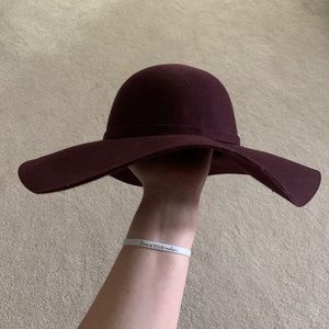 Boho Maroon Wool Felt Hat